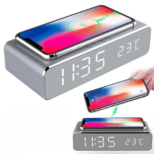 Carregador por Indução com Relógio Digital