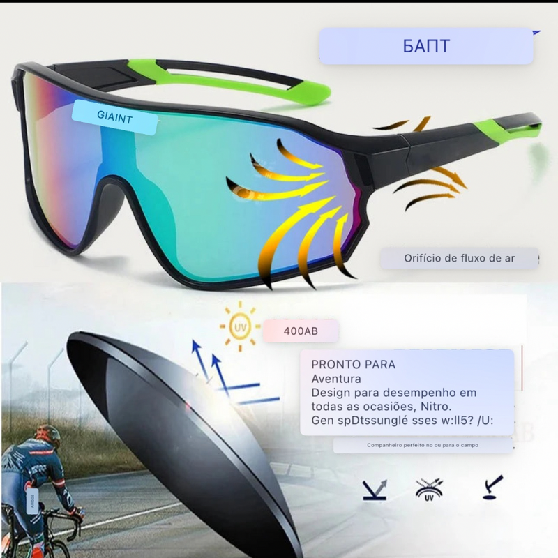 GIANT RiderPro X5 – Óculos Ciclismo Polarizados UV400 Anti-Fog MTB