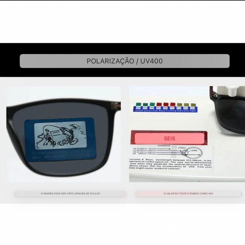 Óculos de Sol Vintage Quadrado Polarizado UV400 | Luxo Unissex