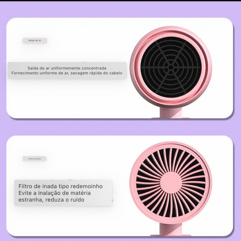 Secador de Cabelo Portátil Dobrável – Compacto e Potente