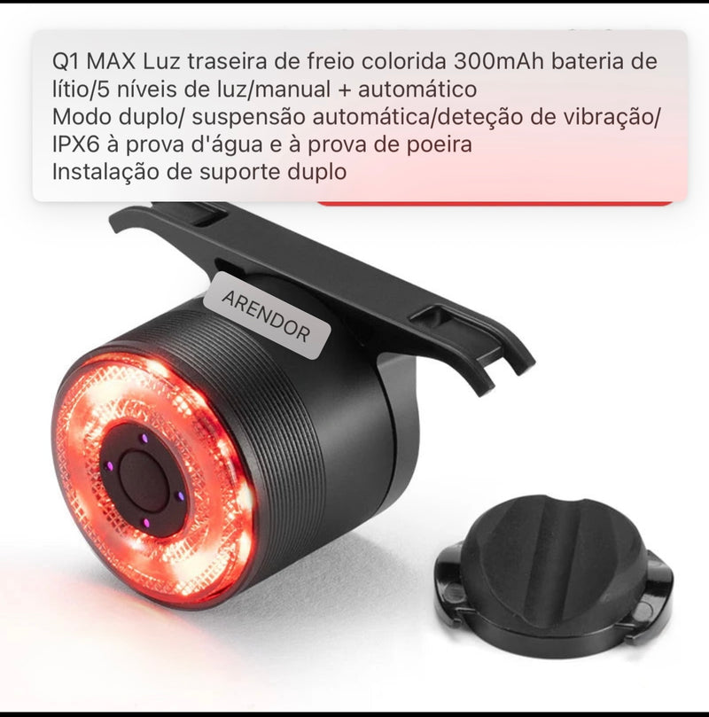 Luz Traseira ROCKBROS Smart Brake IPX6 para Bike