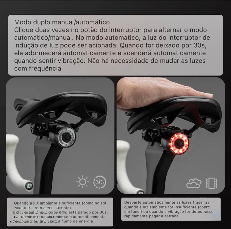 Luz Traseira ROCKBROS Smart Brake IPX6 para Bike
