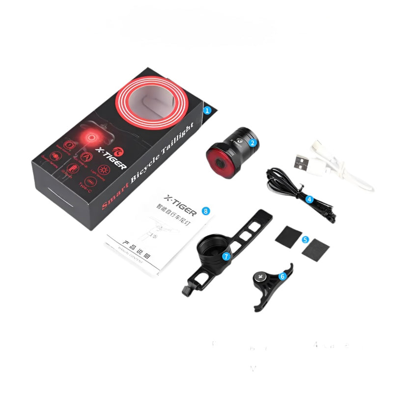 Luz Traseira X-TIGER WD-1101 para Bicicleta | Freio Sensor IPX6