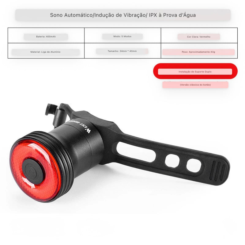Luz Traseira Inteligente West Biking YP0701367 IPX6