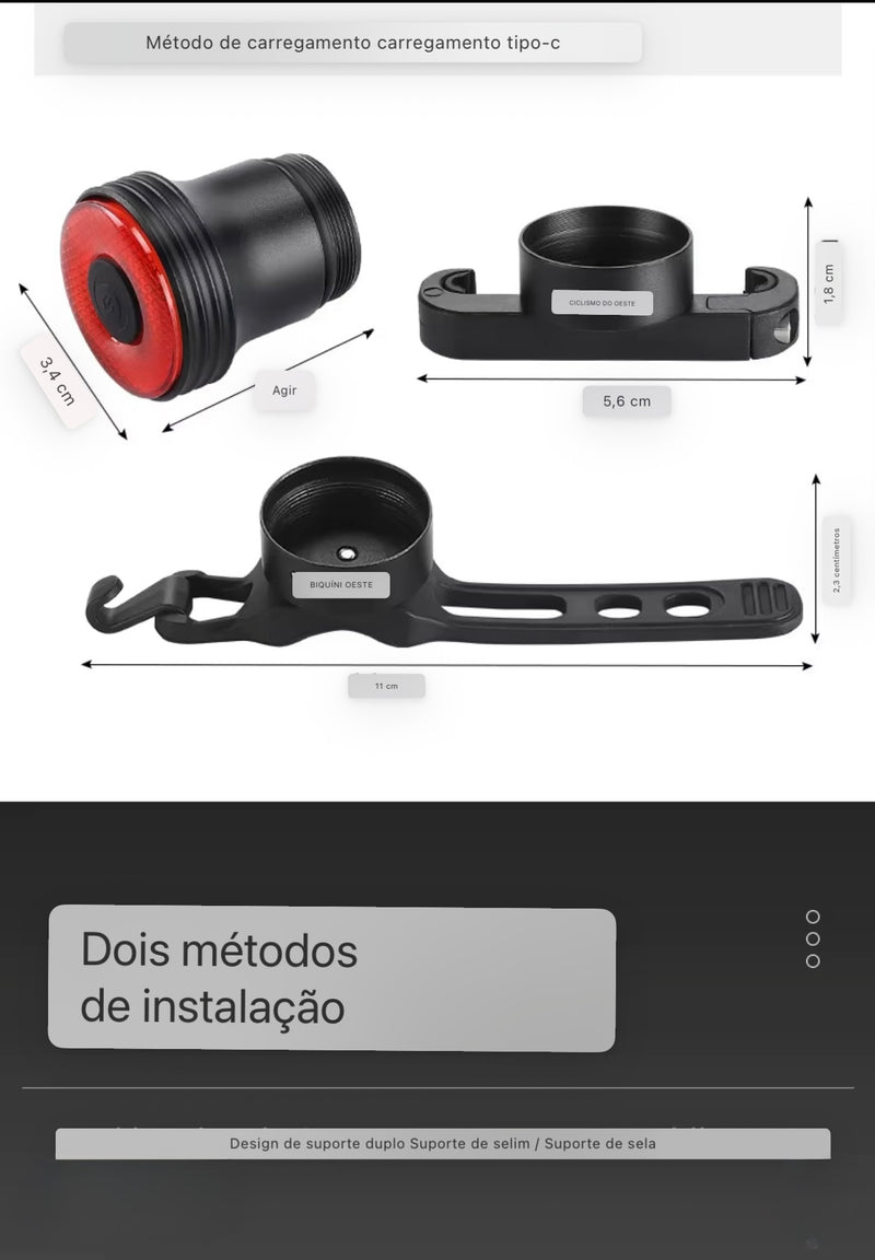 Luz Traseira Inteligente West Biking YP0701367 IPX6