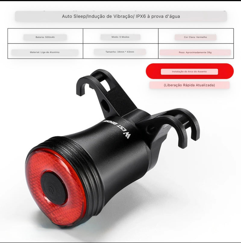 Luz Traseira Inteligente West Biking YP0701367 IPX6