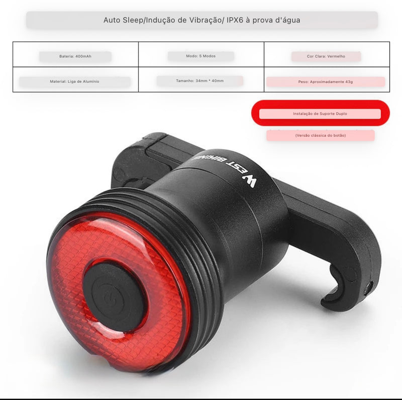 Luz Traseira Inteligente West Biking YP0701367 IPX6
