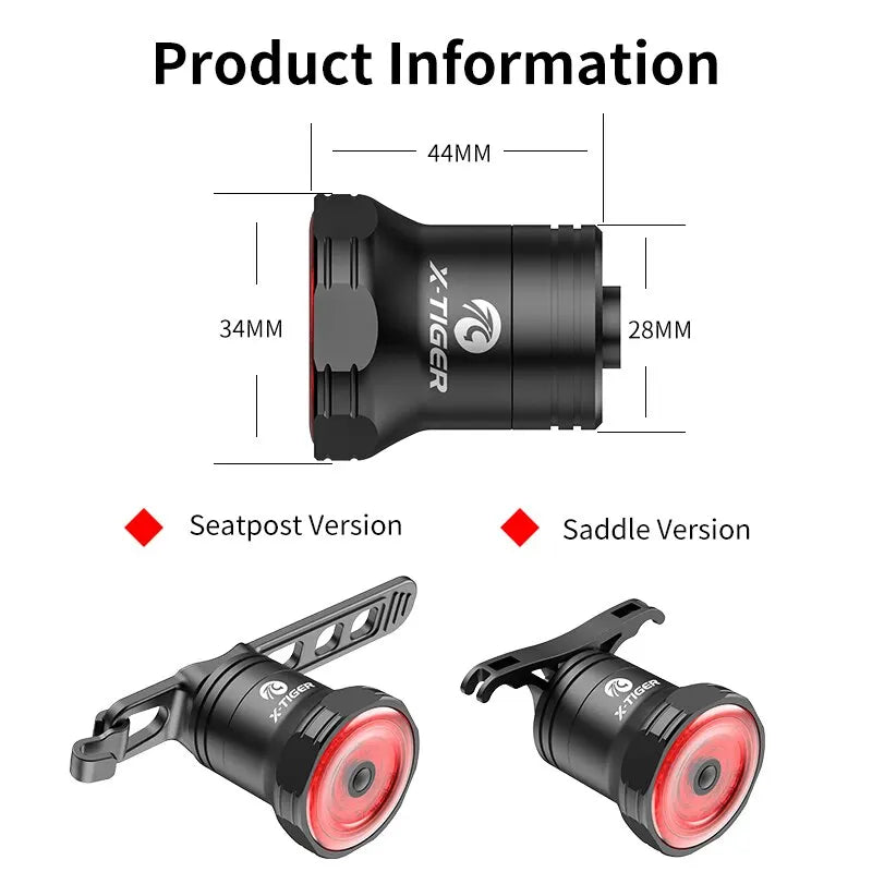 Luz Traseira X-TIGER WD-1101 para Bicicleta | Freio Sensor IPX6