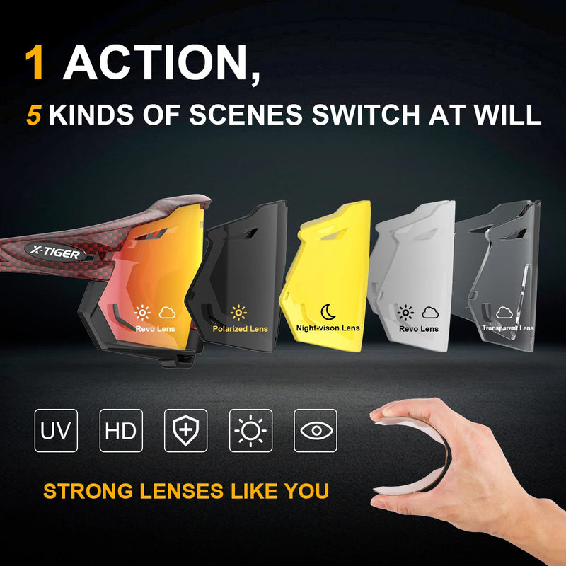 Óculos X-TIGER 5 Lentes Polarizadas UV400 Profissional