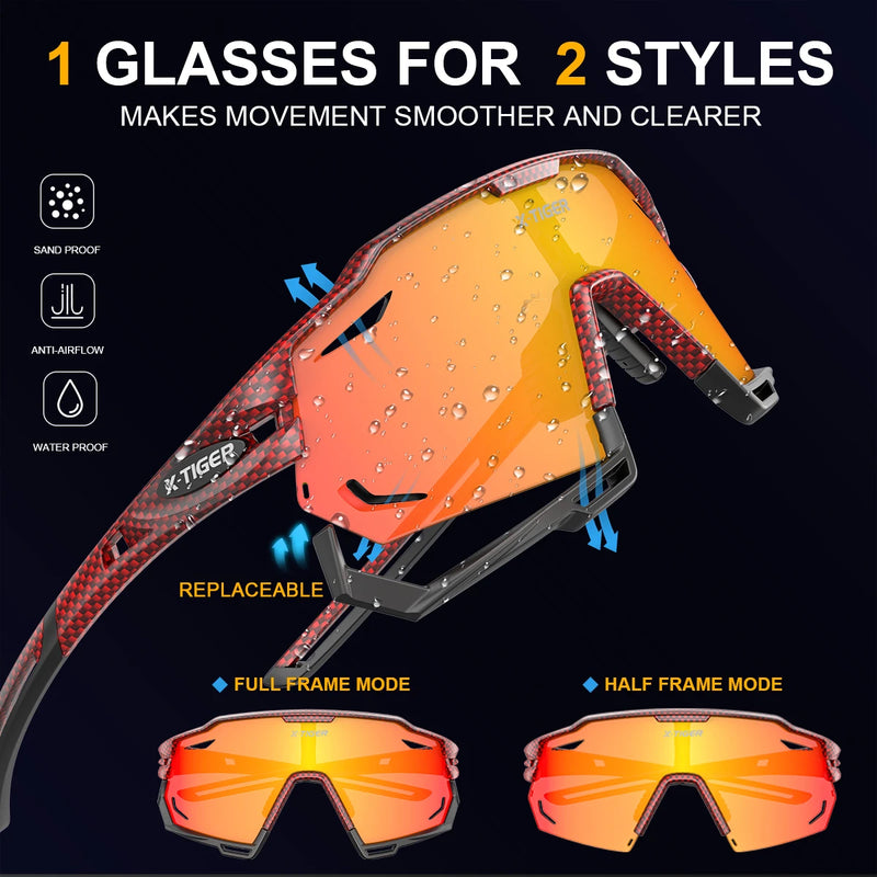 Óculos X-TIGER 5 Lentes Polarizadas UV400 Profissional