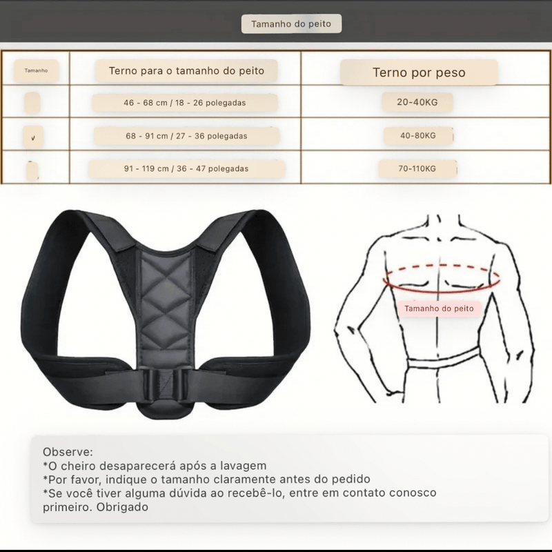Corretor de Postura BeeChip – Conforto e Ajuste Ergonômico - Lynzo