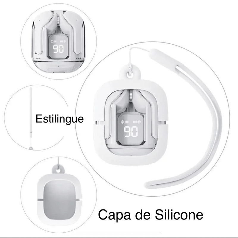 Fone T2 TWS Gamer Bluetooth 5.3 + Capa e Cordão - Lynzo